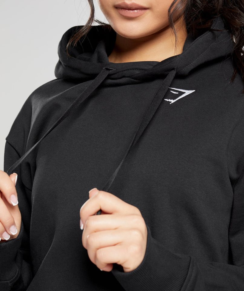 Bluzy Z Kapturem Gymshark Treningowe Oversized Damskie Czarne | PL 426KYD